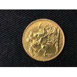 Gold Coins: Sovereign Edward VII, 1910.