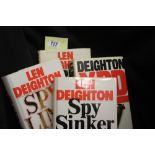 Books: Len Deighton "Spy Wine", "XPO", "Spy Sinker" plus "Berlin Game", all first editions with