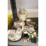 20th cent. Ceramics: Crown Staffordshire floral part coffee set - cups and saucers x 6, coffee pot