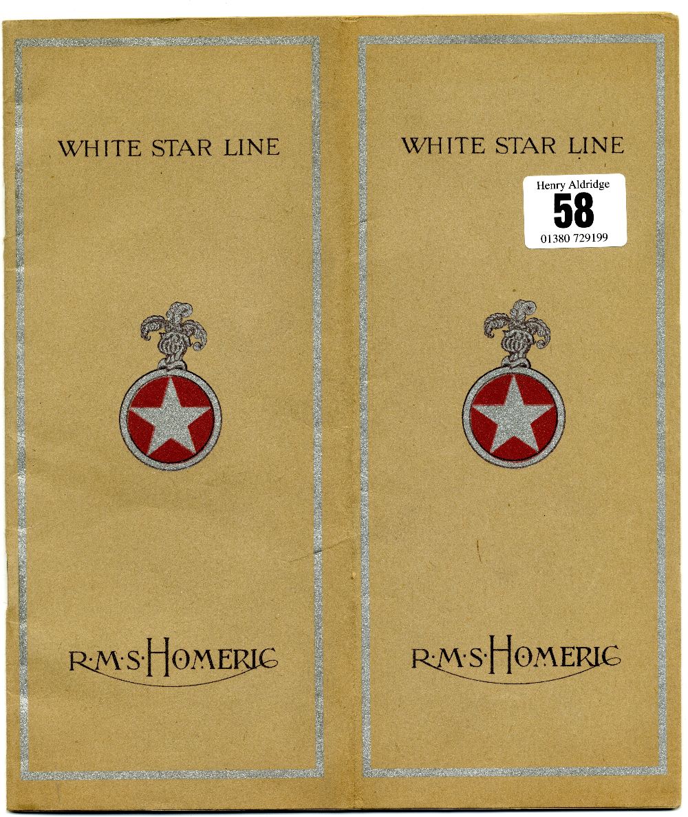 WHITE STAR LINE: Softcover brochures for the R.M.S. Majestic and R.M.S. Homeric both 1922, showing a