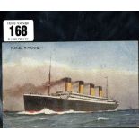 R.M.S. TITANIC: J. Salmon postcard of the Titanic printed post-disaster plus a pre-sinking