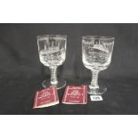 CAPTAIN TREASURE JONES ARCHIVE: Stuart Crystal souvenir goblets, boxed - a pair. 6ins.