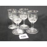 WHITE STAR LINE: First Class sherry glasses with house flag to front - set of four. 3½ins.