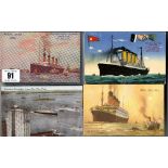 R.M.S. OLYMPIC: Collection of six postcards of the ship together with an unused letter card, Olympic