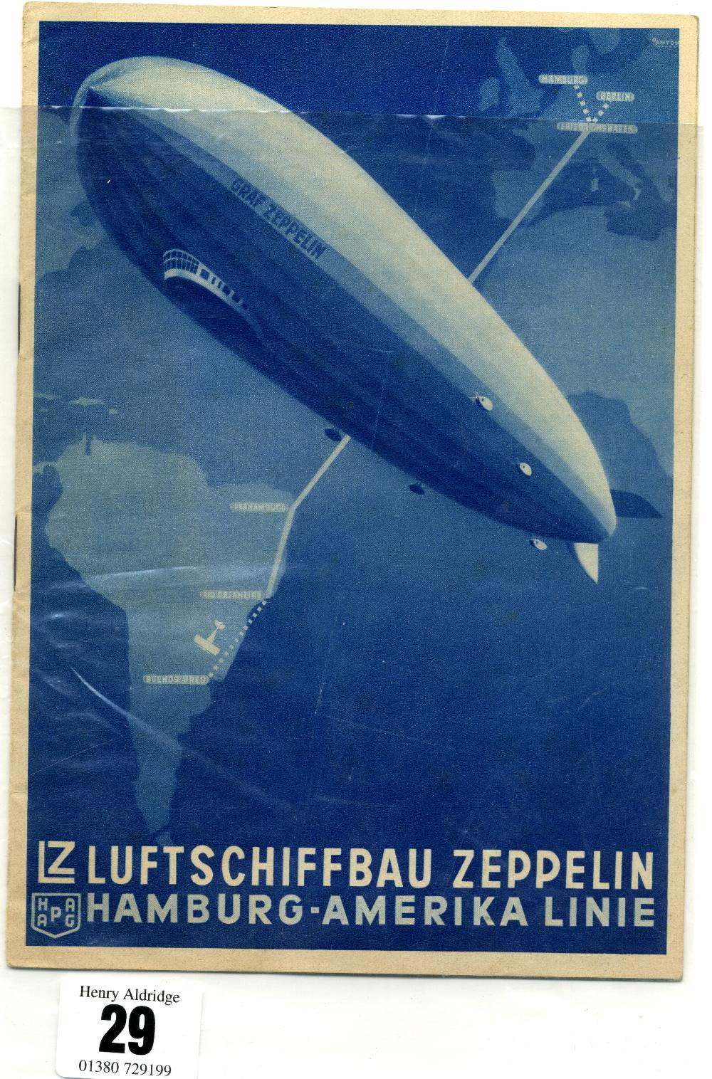ZEPPELIN/AIRSHIP: Graf Zeppelin brochure, South American service, 1934. Graf Zeppelin flights from