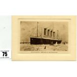 WHITE STAR LINE: A good early R.M.S. Olympic Abstract of Log card for February 7-13, 1912, Commander