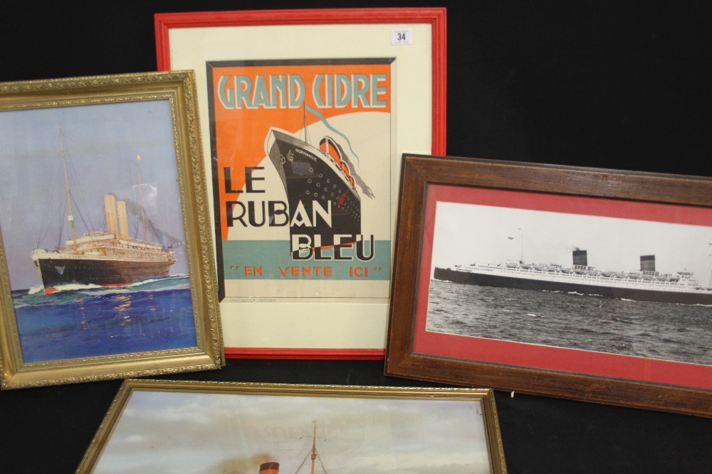 POSTERS: Grand Cidre le Ruban Bleu Normandie poster, minor edge tears 12ins. x 15ins. plus three