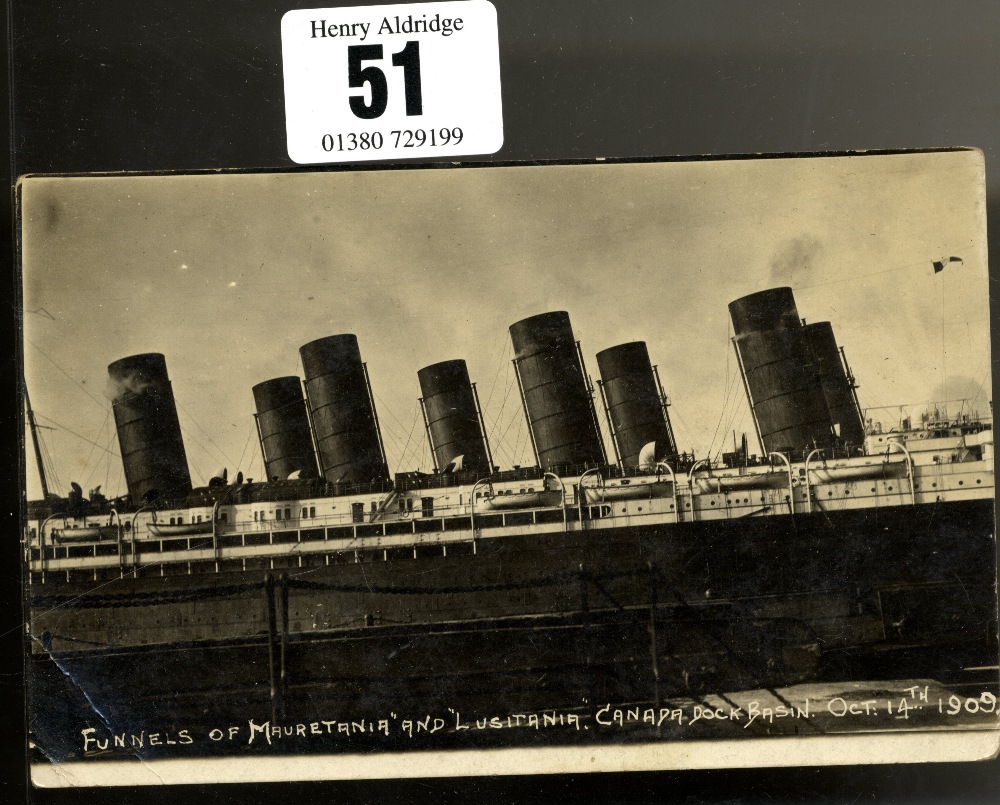 R.M.S. LUSITANIA - WILLIAM AFFLECK ANDERSON ARCHIVE: An extremely rare postcard of the Cunard