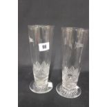 WHITE STAR LINE: First Class celery glasses with house flag to front - a pair. 8ins.