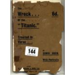 R.M.S. TITANIC/BOOK: "The Wreck of the Titanic" paperback 1912 edition, treated in verse by Edwin