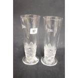 WHITE STAR LINE: First Class celery glasses with house flag to front - a pair. 8ins.