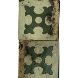 R.M.S. OLYMPIC: Linoleum floor tiles - a pair, Ex. Haltwhistle Factory. 6ins. x 6ins.