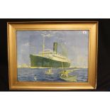 OCEAN LINER ANCHOR LINE: Agent's print by Odin Rosenvinge. Framed and glazed 27ins. x 20ins.