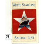 WHITE STAR LINE SAILING LISTS: Softcover brochures for 1931 and 1933 includes R.M.S. Olympic.