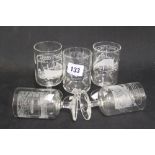 CAPTAIN TREASURE JONES ARCHIVE: Souvenir glasses, Rio de Janerio, Acapulco, Long Beach x 2, The Last