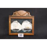 R.M.S. TITANIC: Rare post-disaster naive hand-decorated shells depicting the Titanic and Carpathia