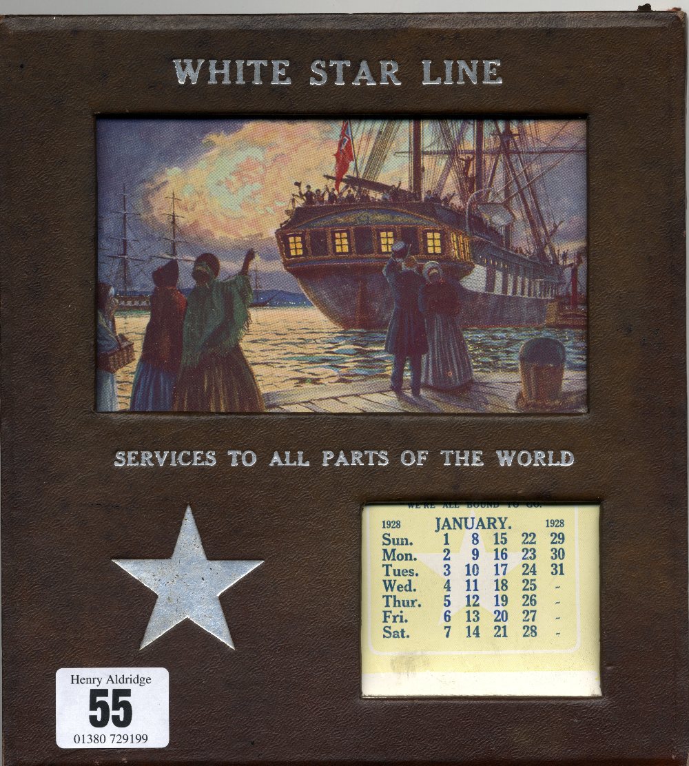 WHITE STAR LINE: Unusual agent's desk calendar for 1928. Each month depicts a picture by Charles