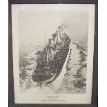 R.M.S. OLYMPIC/WWI: Unusual poster in sepia of the "White Star Line Triple Screw Steamer Olympic