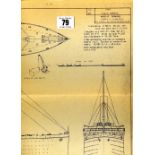 R.M.S. OLYMPIC: Warship drawing/blueprint published by Edward H. Wiswesser showing a general