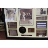Cricket Memorabilia: Sir Garfield Sobers signed cricket ball contained within a framed montage