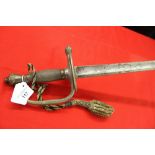 Edged Weapons: 19th cent. rapier style sword, etched blade, by Solingen of Germany. Officer's name D