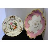 19th cent. Ceramics: Flight Barr and Barr oval dish circa 1820 impressed F.B.B. mark, crimped gilt