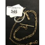 Gold Jewellery: Fancy link watch chain/bracelet, tests 9ct. plus a fine link bracelet 13grams.
