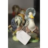 Beswick Beatrix Potter figures "Tommy Brock" gold back stamp plus "Jemima Puddle Duck" gold back