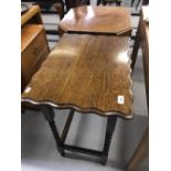 20th cent. Oak octagonal 3 tier table 20¾ins. x 29ins. x 20¾ins. plus a rectangular scalloped