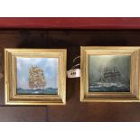 Lislet 20th cent. French painter. "The Guerveur" and "Du Couedic" (both three masted sailing ships).