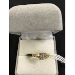 Jewellery: 20th cent. 18ct. baguette cut ring, single diamond. Approx. 0.25ct.