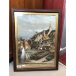 George E. Blumberg: Watercolour 'Harbour Study with figures', signed lower right and dated 6th