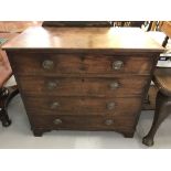 19th cent. Mahogany chest of drawers, 4 cockbeaded drawers on bracket supports. 40ins. x 37ins. x