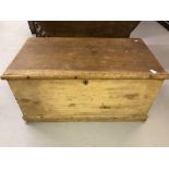 19th cent. pine blanket box. 40ins. x 19½ins. x 22ins.