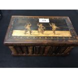 19th cent. Fruitwood "Sorrento" puzzle box with key 9ins. x 4¼ins. x 5¼ins.