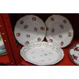 19th cent. Crown Derby plates decorated with rose bud sprays, white ground blind releaf border, gilt