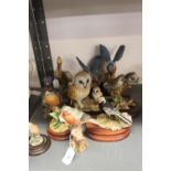 20th cent. Ceramics: Bird figures includes "Robins", "Owls", "Kingfishers" etc. (9).