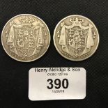 English Silver Coins: William IIII Half crowns 1836, 1837.