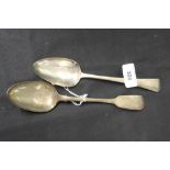 Hallmarked Silver: Serving spoons, London John Lamb 1809 and London 1834 Williams Eaton. 3½ozs. (2)