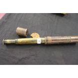 19th cent. Levi & Co. brass and leather three draw telescope.