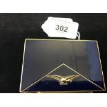 Pre war silver and blue enamel RAF compact gilt eagle crest, retailed by Gievers with 925 import