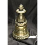 Sino Tibetan: 13th/14th cent. Kadam Stupa (Chaitya) lotus finial with parasol and thirteen