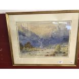 Charles Jones Way 1859-1919 watercolour "Landscape Study of Glaciated Mountain River", signed
