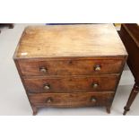 19th cent. Mahogany 3 drawers chest of drawers with ebony banding on swept bracket feet 30ins. x