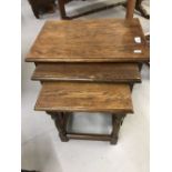 20th cent. Oak nest of three tables. 20ins. x 18ins. x 13½ins.