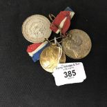 Royal Memorabilia: Accrington. Medallions 1902 Coronation, white metal x 2 Major James Cunliffe 1911
