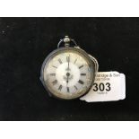 Watches: Hallmarked silver ladies open faced decorated white enamel, Swiss movement 4oz. inclusive
