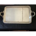 Silver: Superb late Victorian silver two handled tray Maxfield & Sons London 1896. The tray is of