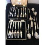 Hallmarked Silver: Silver 77gms & white metal spoons and small items of continental silver 62gms.