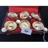 20th cent. French Silver wine tasters x 6, boxed. approx. 4oz.